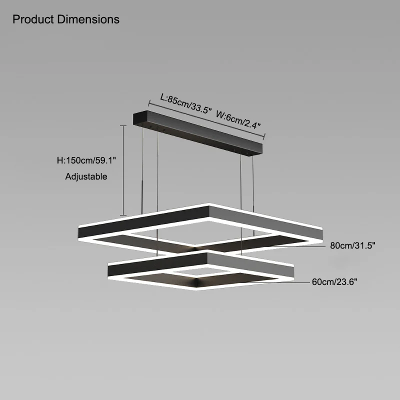 WOMO Tiered Black Square Chandelier-WM2016 - Image 27