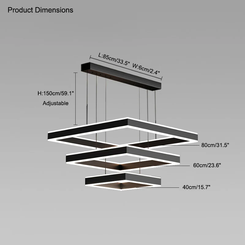 WOMO Tiered Black Square Chandelier-WM2016 - Image 31