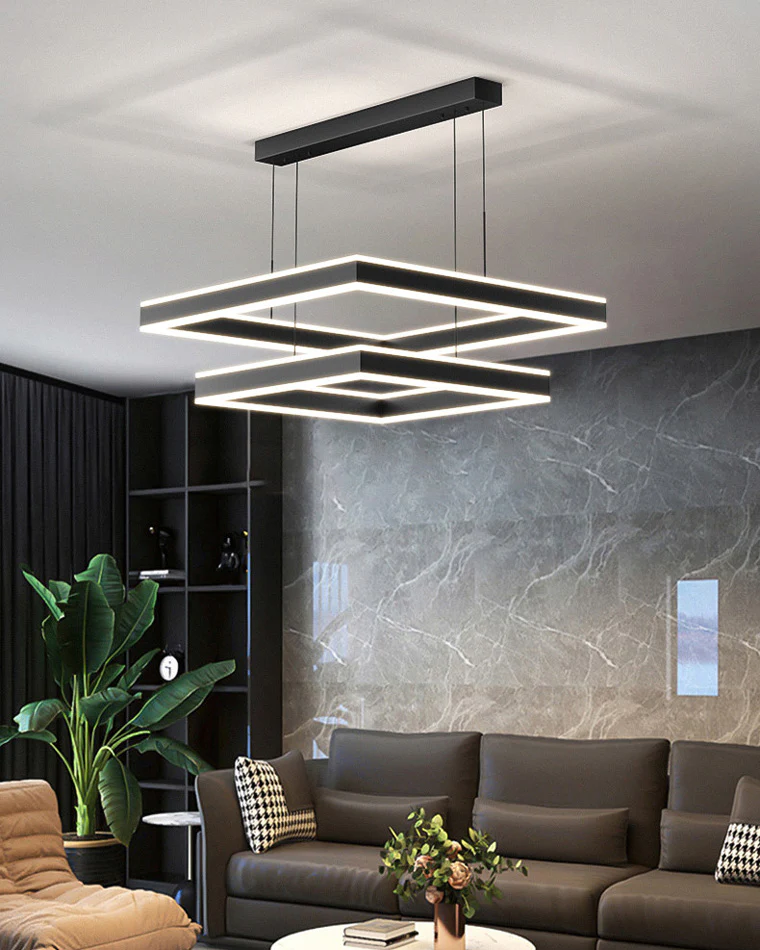 WOMO Tiered Black Square Chandelier-WM2016 - Image 4
