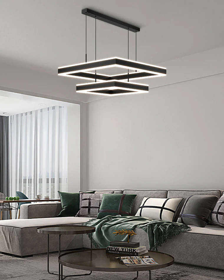 WOMO Tiered Black Square Chandelier-WM2016 - Image 8
