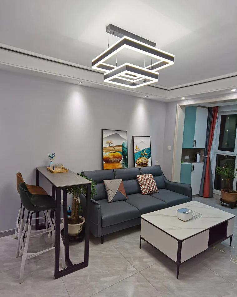 WOMO Tiered Black Square Chandelier-WM2016 - Image 9