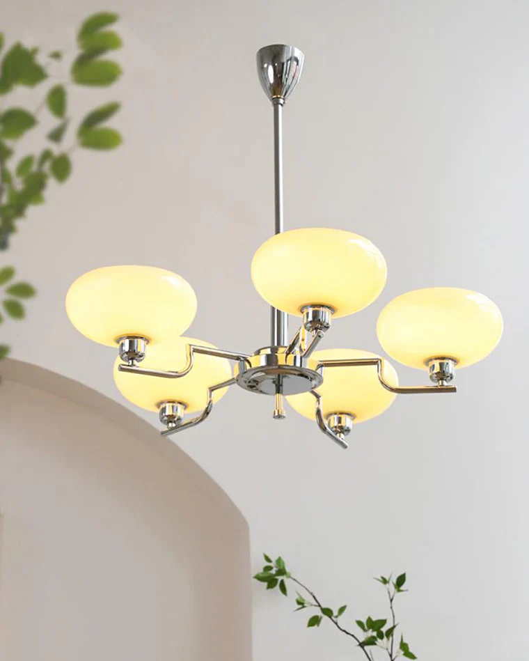 WOMO 1920s Milk Glass Chandelier-WM2301 - Image 11