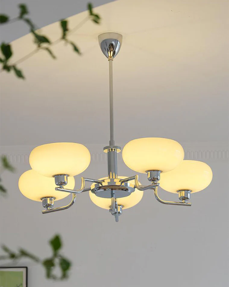 WOMO 1920s Milk Glass Chandelier-WM2301 - Image 12