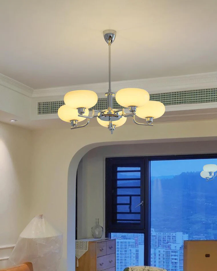 WOMO 1920s Milk Glass Chandelier-WM2301 - Image 2