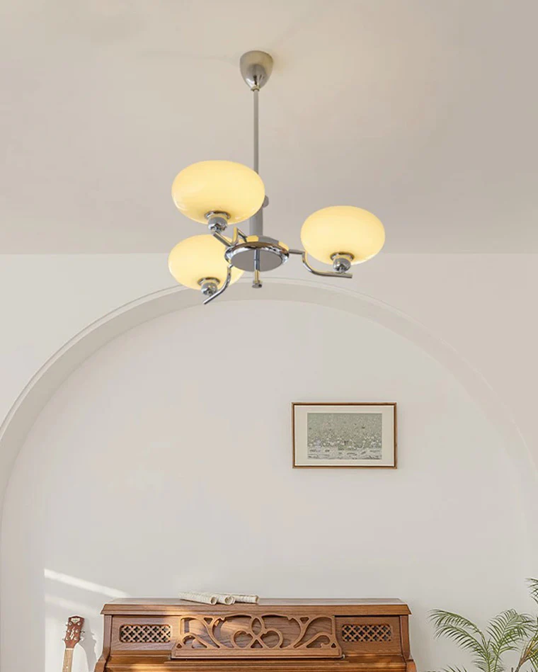 WOMO 1920s Milk Glass Chandelier-WM2301 - Image 3