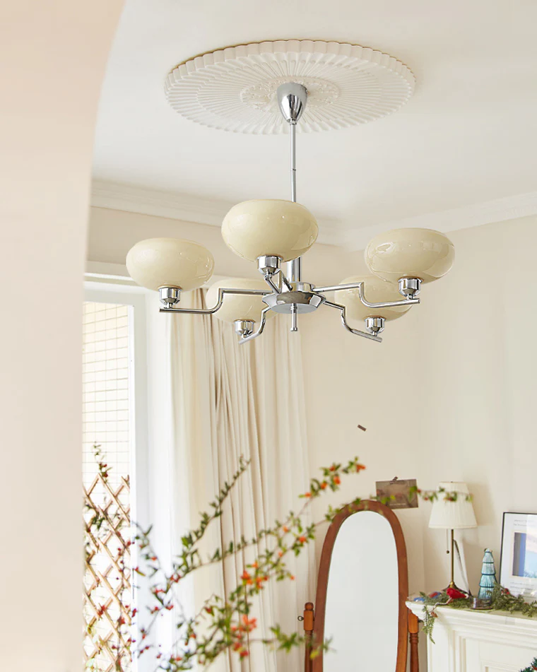 WOMO 1920s Milk Glass Chandelier-WM2301 - Image 4