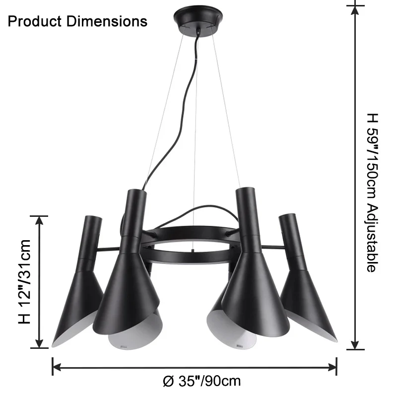 WOMO Adjustable 6 Light Cone Chandelier-WM2510 - Image 12