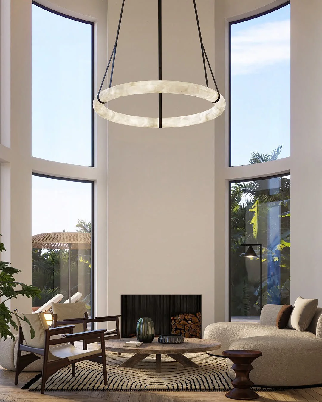 WOMO Alabaster Circular LED Chandelier-WM2874 - Image 4