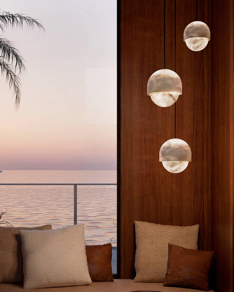 WOMO Alabaster Globe Pendant Light-WM2903 - Image 7