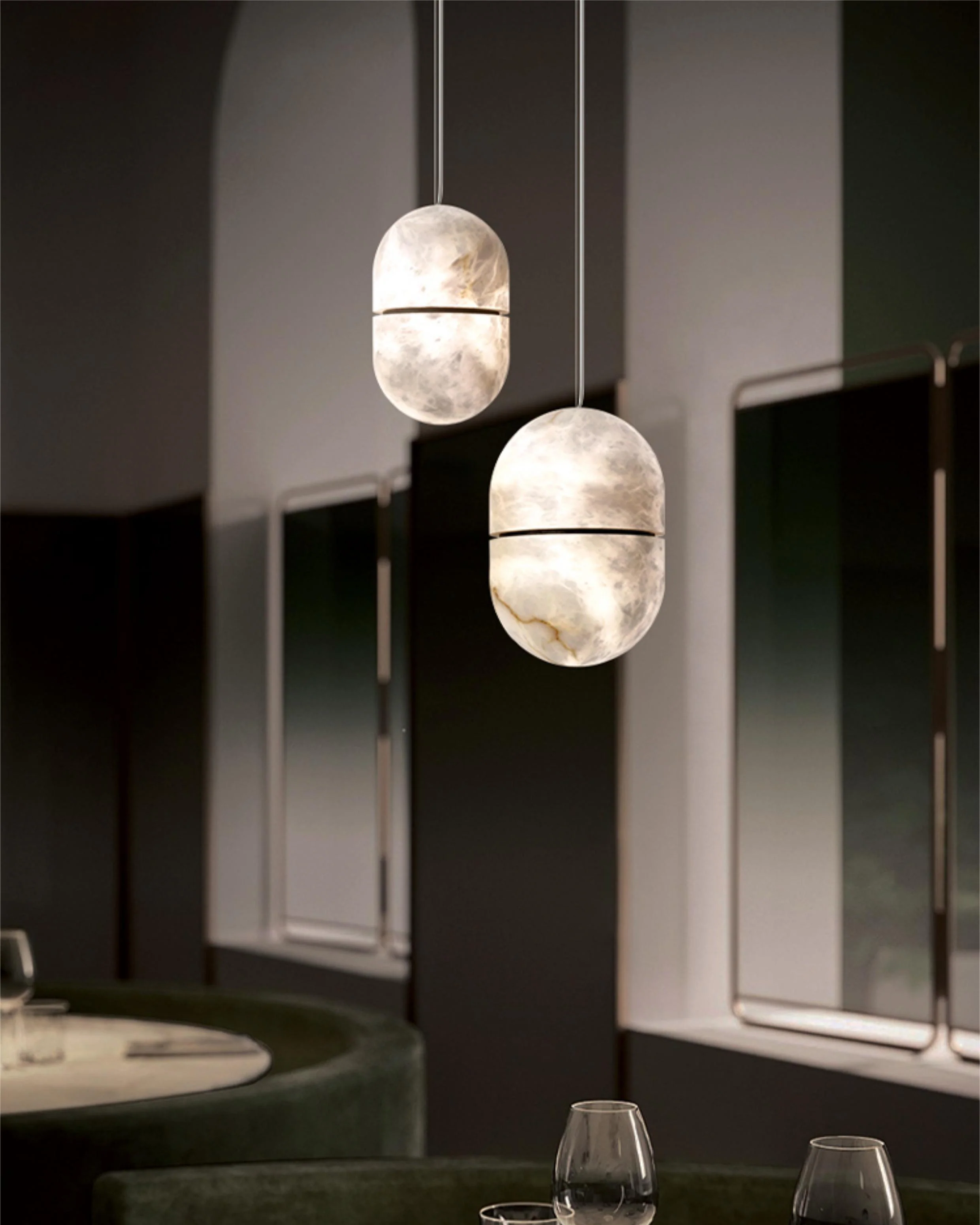 WOMO Alabaster Globe Pendant Light-WM2904 - Image 4