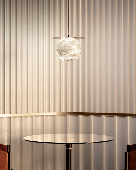 WOMO Alabaster Globe Disc Pendant Light-WM2921 - Image 4
