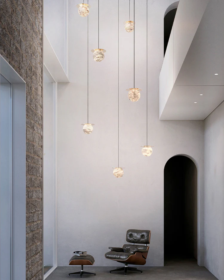 WOMO Alabaster Globe Disc Pendant Light-WM2921 - Image 7