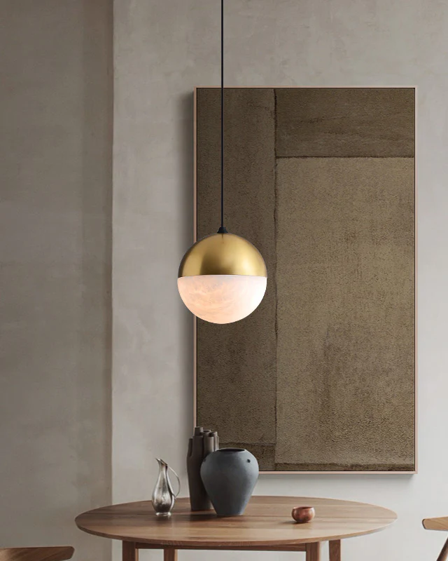 WOMO Alabaster Globe Pendant Light-WM2922 - Image 2