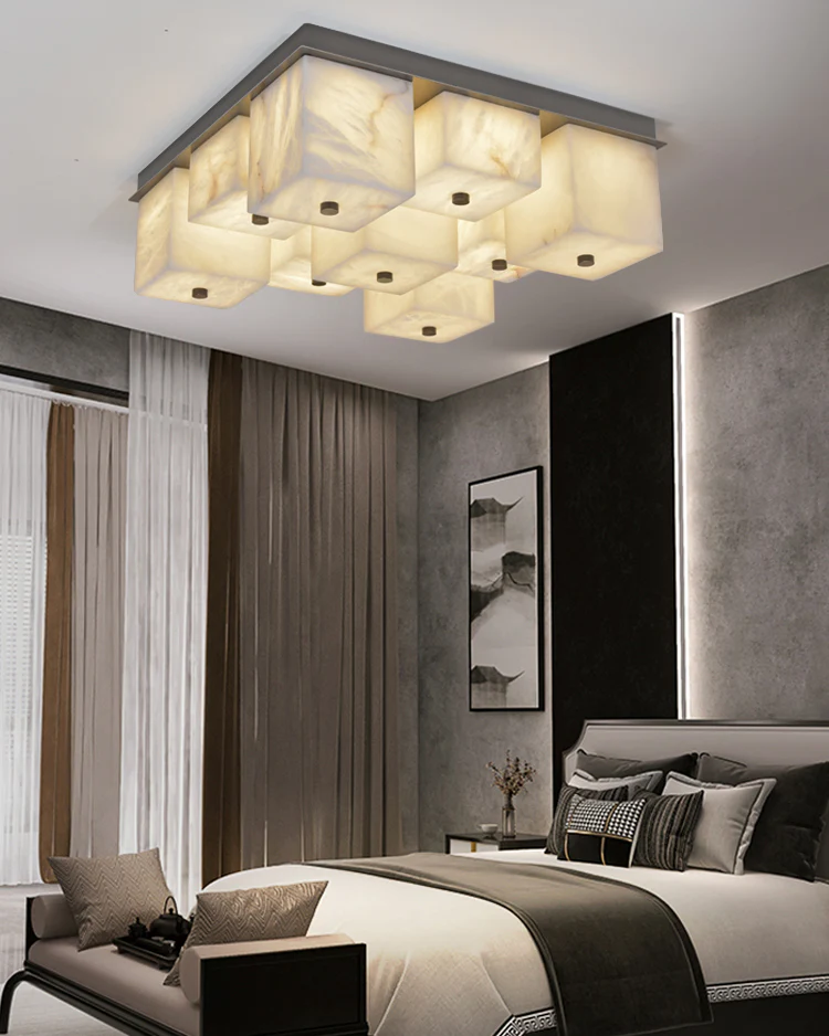 WOMO Alabaster Square Flush Mount Ceiling Light-WM3054 - Image 2