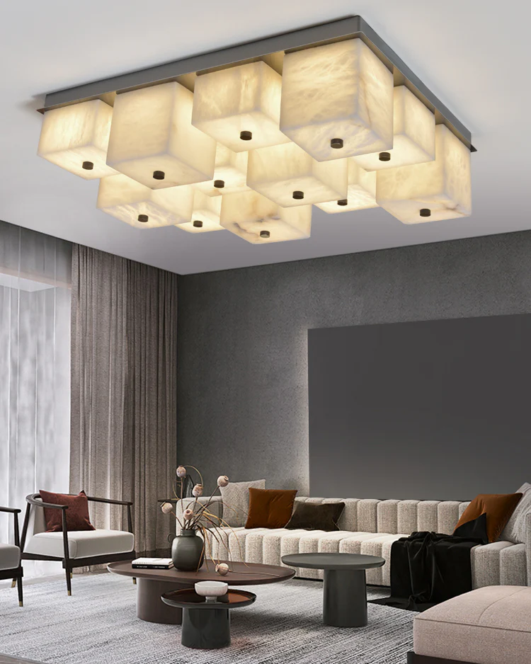WOMO Alabaster Square Flush Mount Ceiling Light-WM3054 - Image 3
