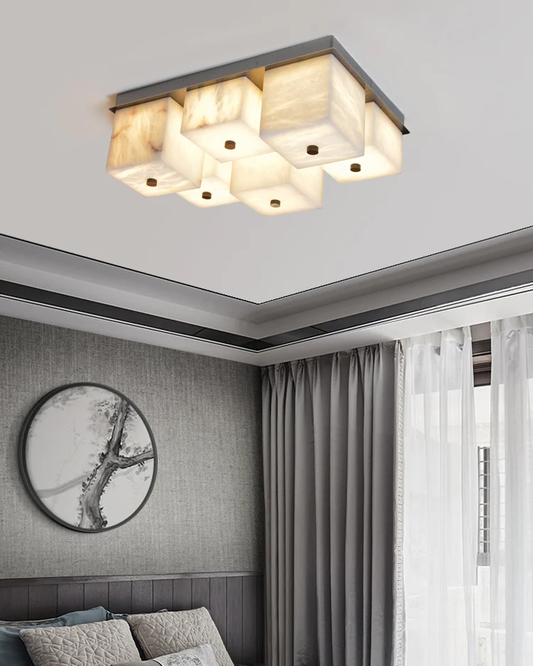 WOMO Alabaster Square Flush Mount Ceiling Light-WM3054 - Image 4