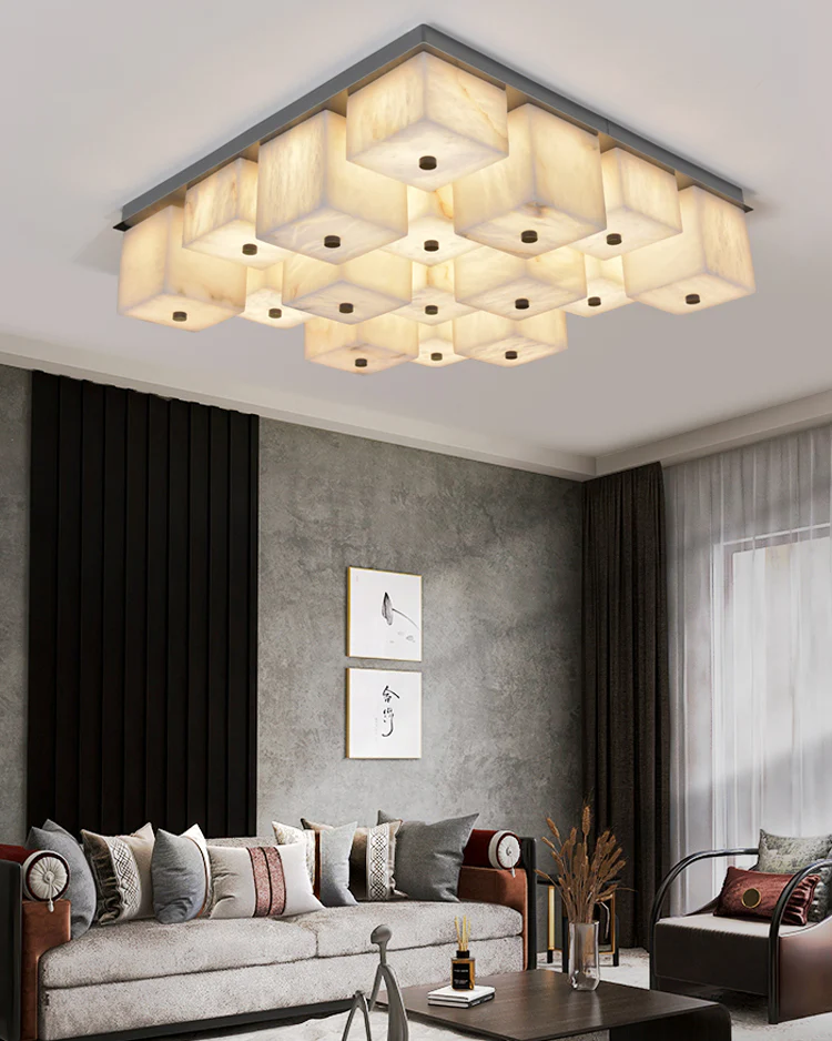 WOMO Alabaster Square Flush Mount Ceiling Light-WM3054 - Image 5