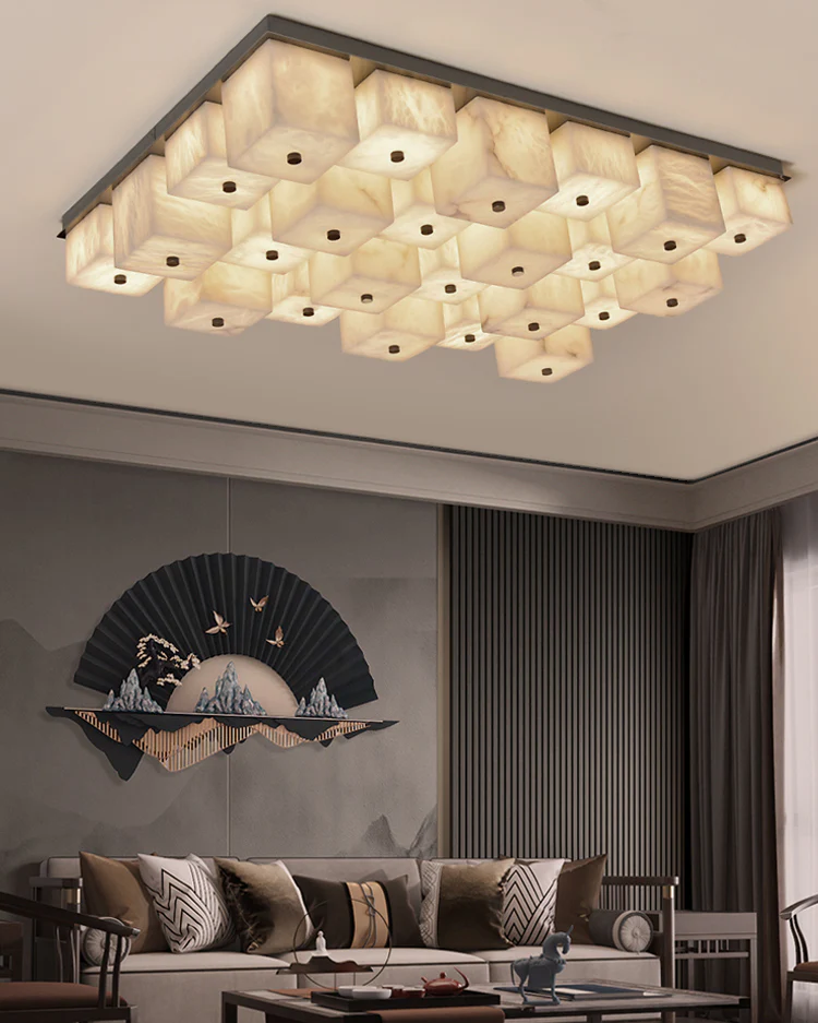 WOMO Alabaster Square Flush Mount Ceiling Light-WM3054 - Image 6