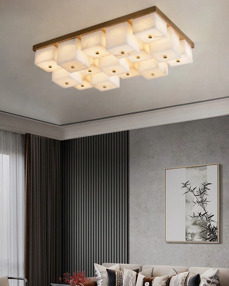 WOMO Alabaster Square Flush Mount Ceiling Light-WM3054 - Image 7