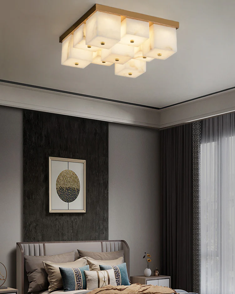 WOMO Alabaster Square Flush Mount Ceiling Light-WM3054 - Image 8