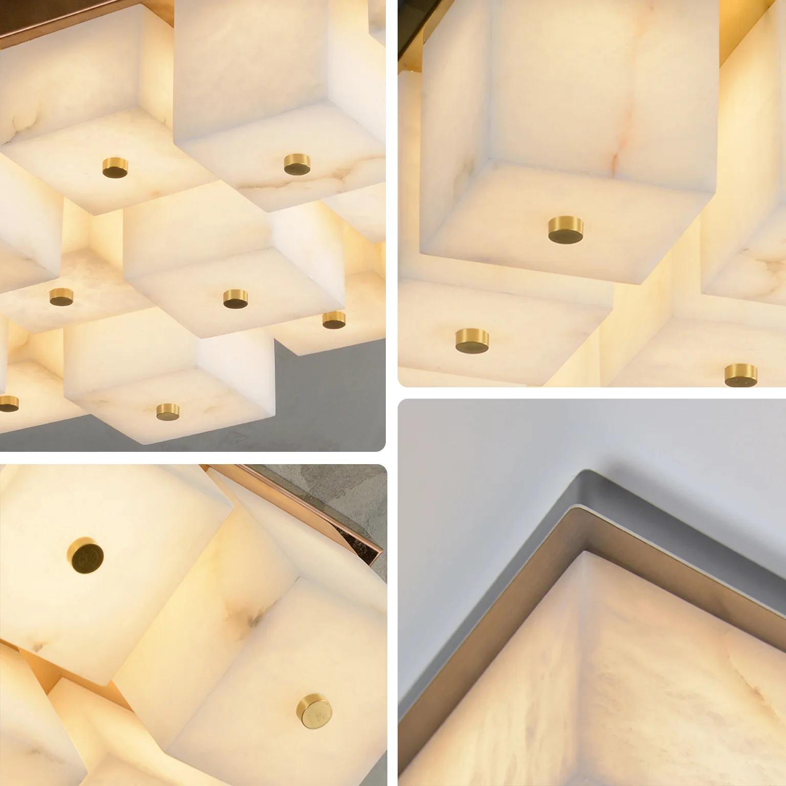 WOMO Alabaster Square Flush Mount Ceiling Light-WM3054 - Image 9