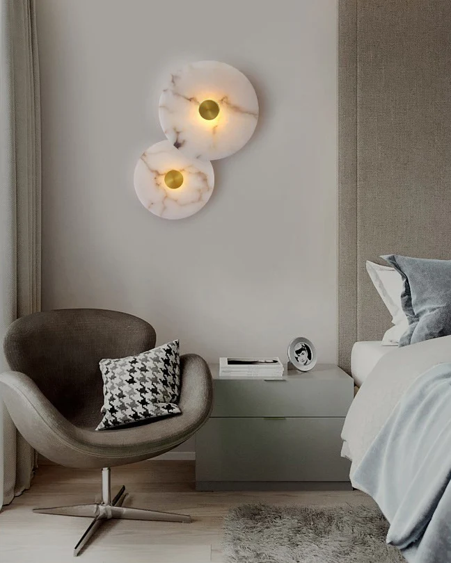 WOMO Art Deco Disc Alabaster Wall Sconce-WM6128 - Image 9