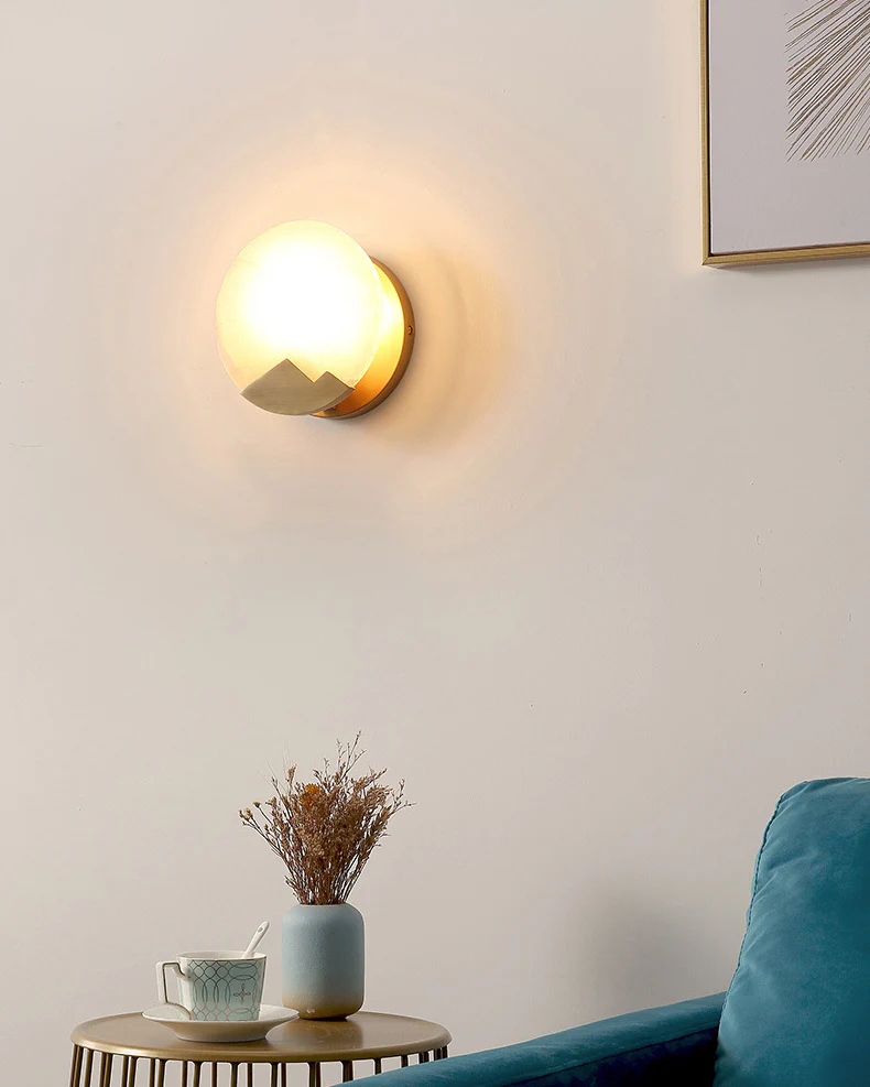 WOMO Art Deco Disc Alabaster Wall Sconce-WM6156 - Image 6