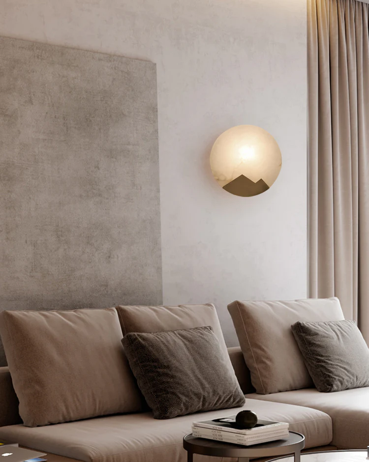 WOMO Art Deco Disc Alabaster Wall Sconce-WM6156 - Image 7