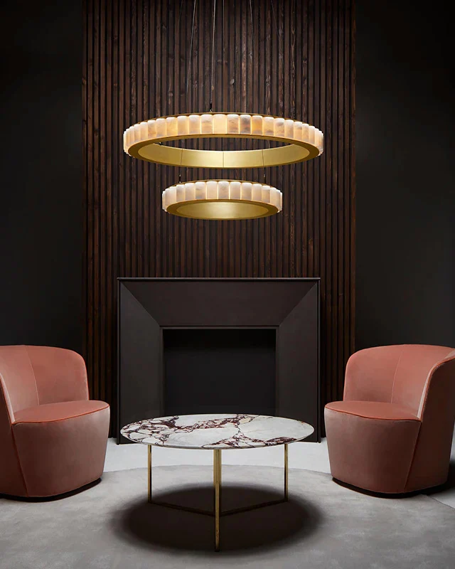 WOMO Tiered Circular Alabaster Chandelier-WM2858 - Image 11