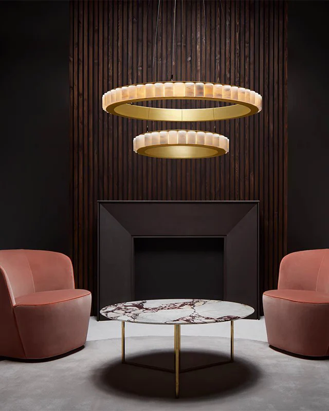 WOMO Tiered Circular Alabaster Chandelier-WM2858 - Image 2