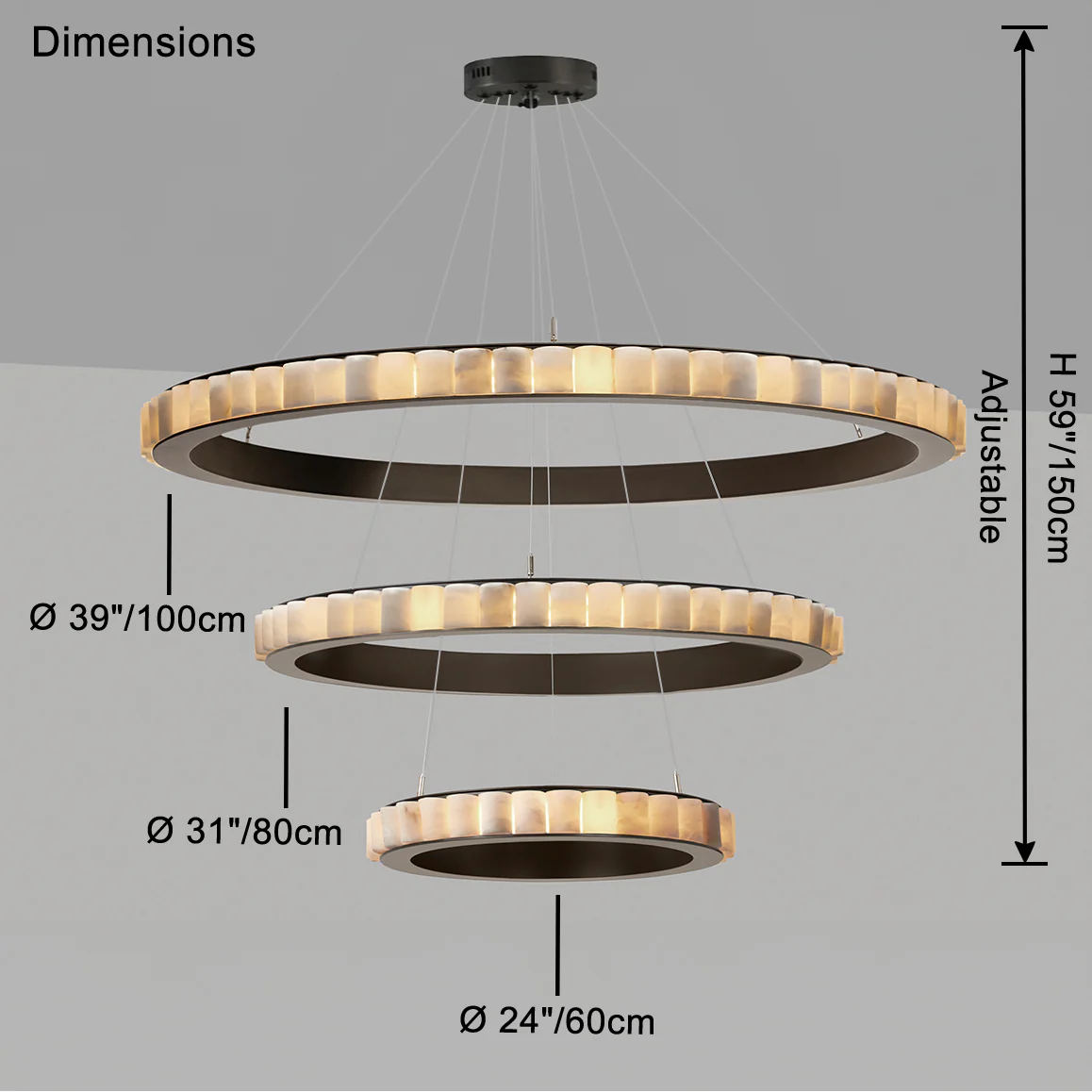 WOMO Tiered Circular Alabaster Chandelier-WM2858 - Image 26