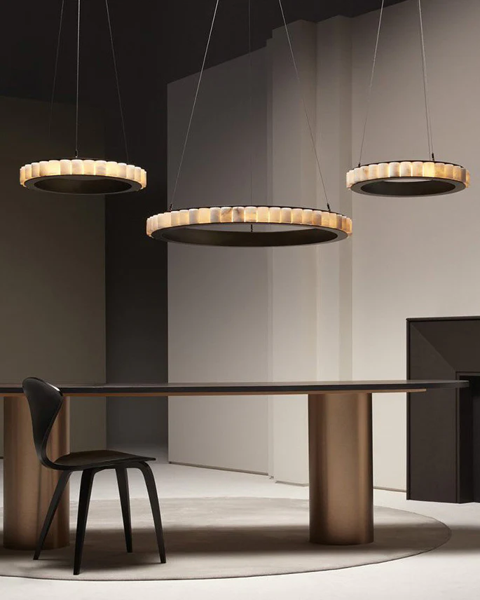WOMO Tiered Circular Alabaster Chandelier-WM2858 - Image 5