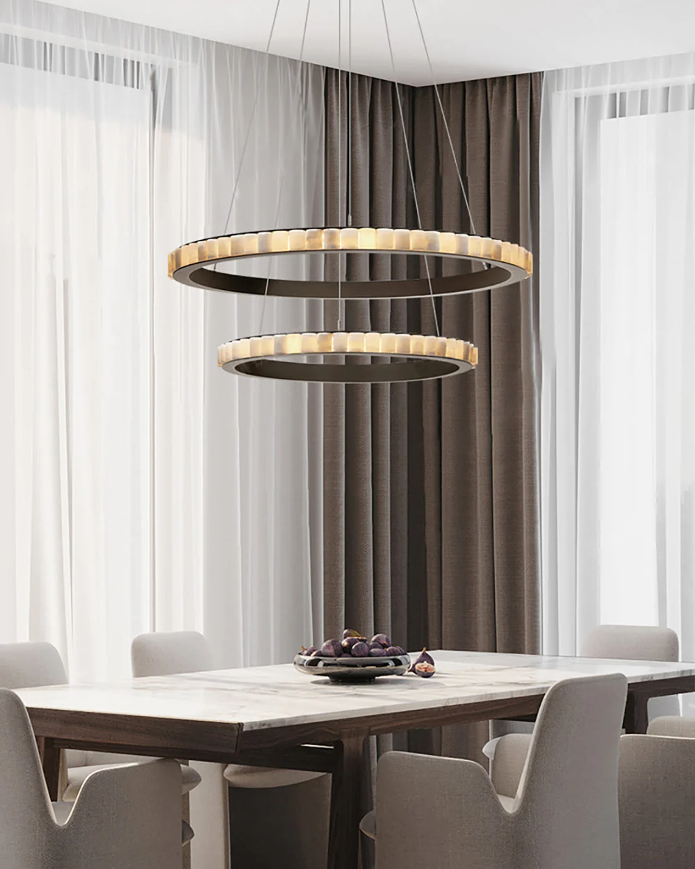 WOMO Tiered Circular Alabaster Chandelier-WM2858 - Image 8