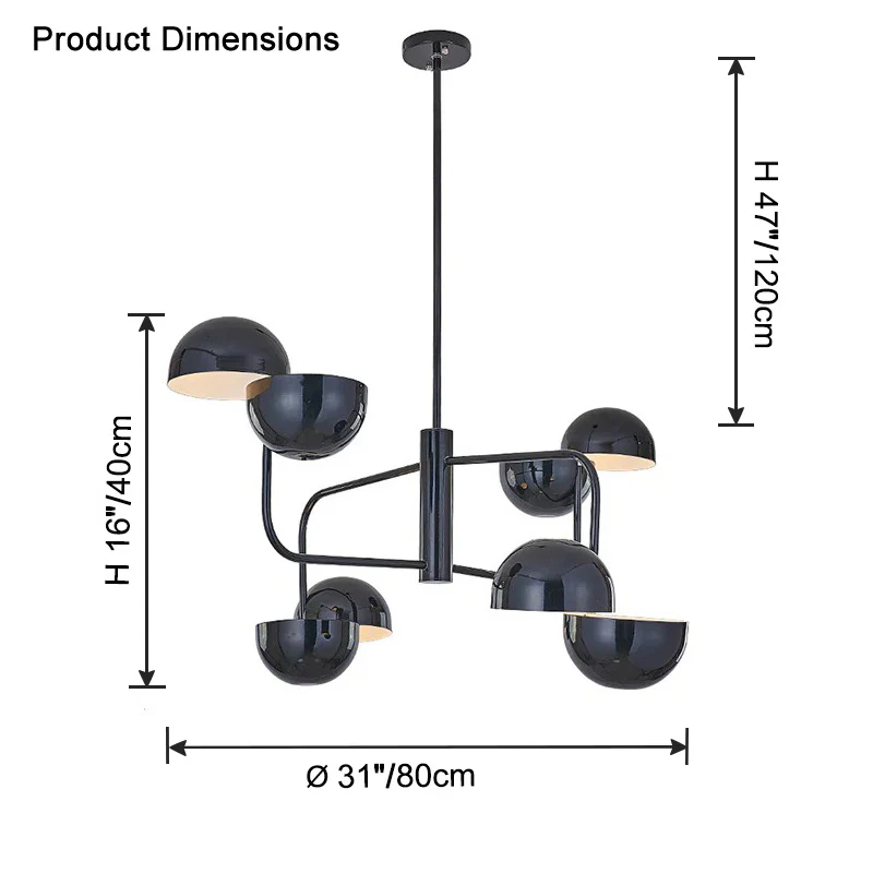 WOMO Post Modern Black Dome Chandelier-WM2753 - Image 6