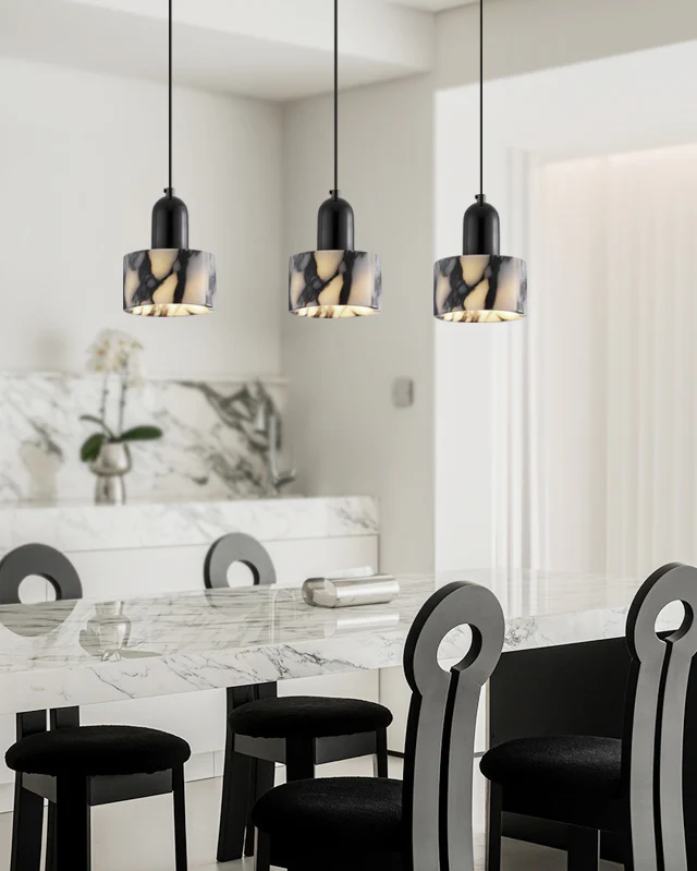 WOMO Black Dome Stone Pendant Light-WM3001 - Image 5