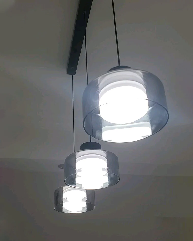 WOMO Black Glass Drum Pendant Light-WM2787 - Image 12