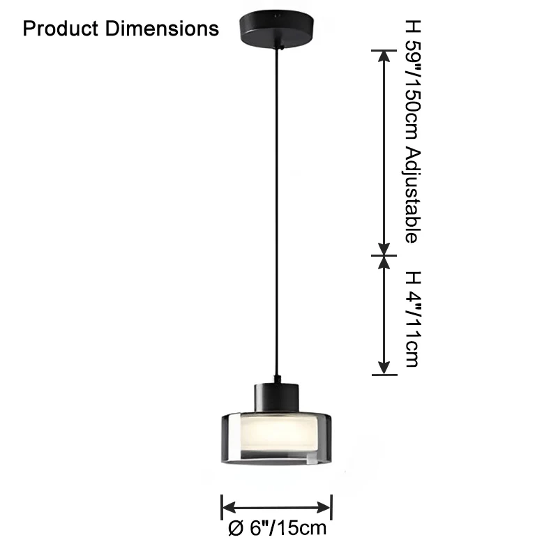 WOMO Black Glass Drum Pendant Light-WM2787 - Image 14