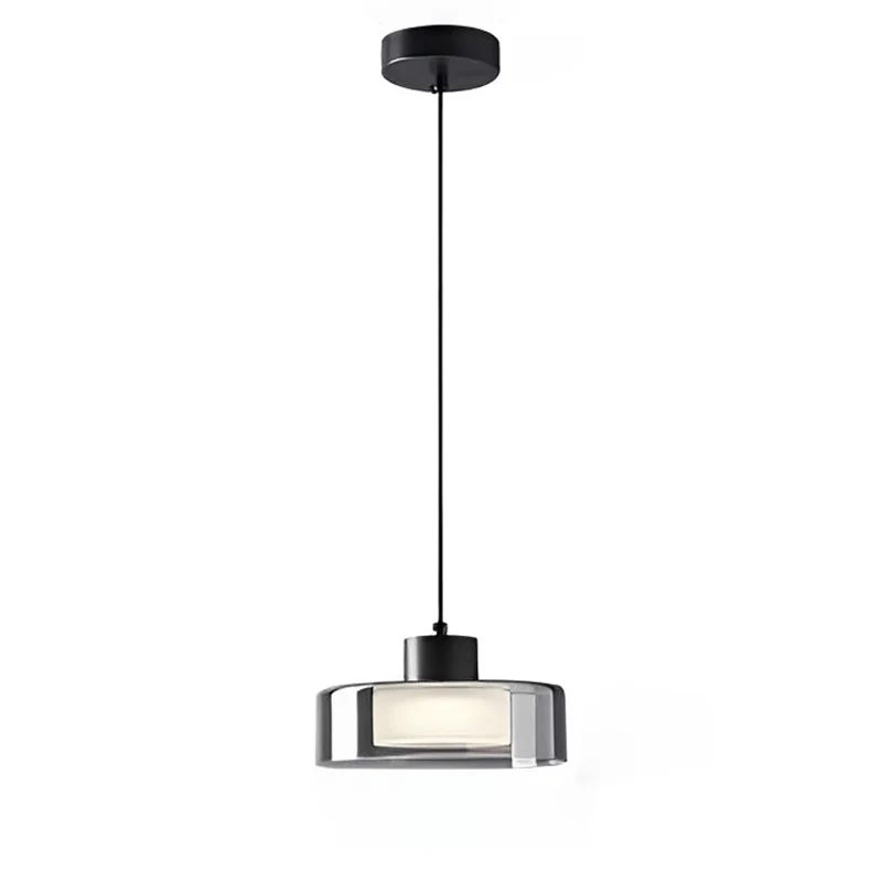 WOMO Black Glass Drum Pendant Light-WM2787 - Image 15