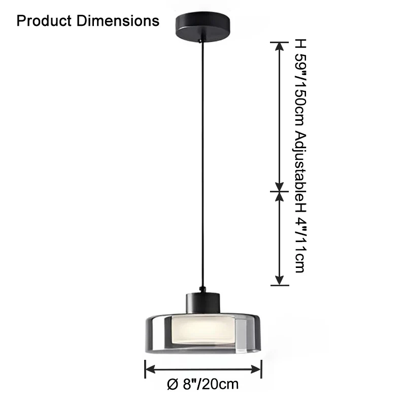 WOMO Black Glass Drum Pendant Light-WM2787 - Image 16