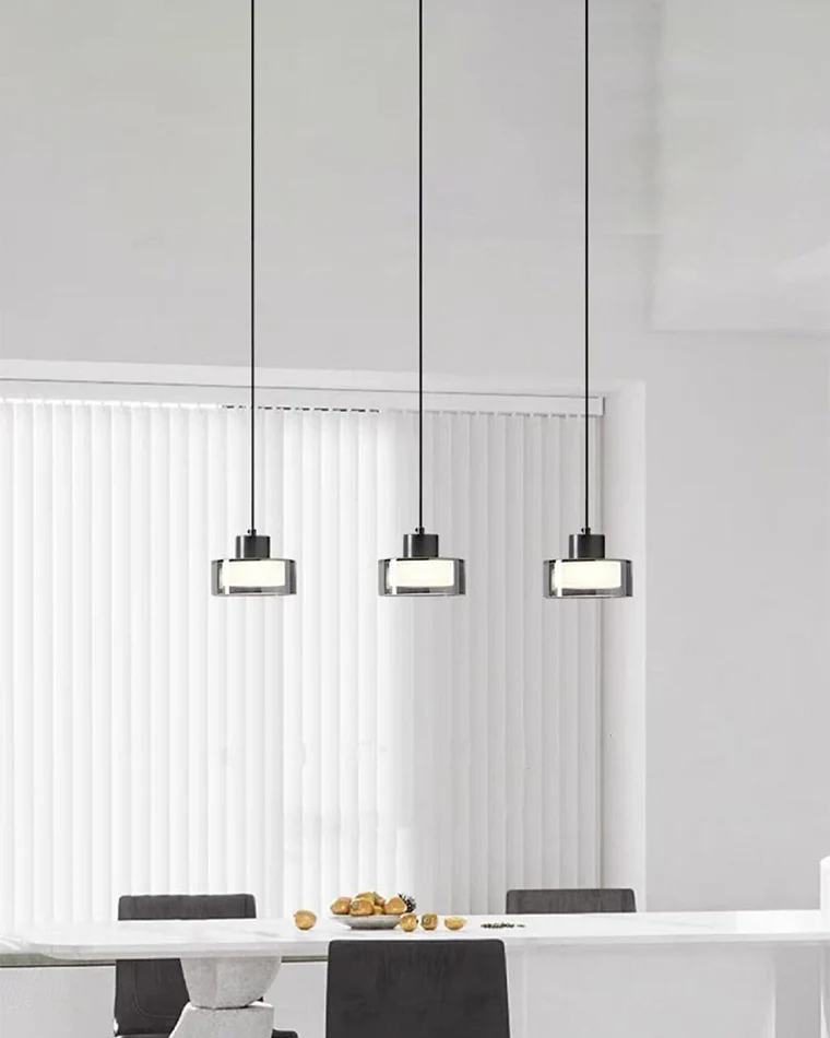 WOMO Black Glass Drum Pendant Light-WM2787 - Image 3