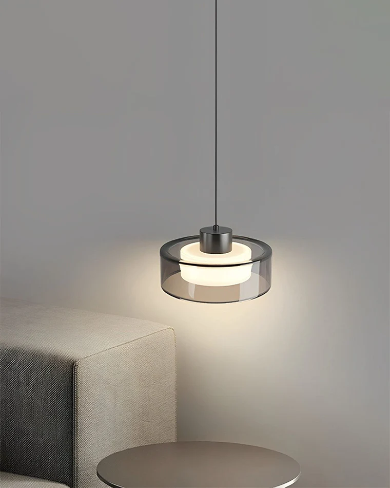 WOMO Black Glass Drum Pendant Light-WM2787 - Image 6