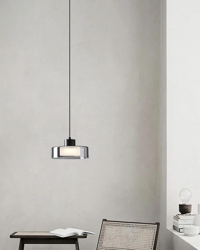 WOMO Black Glass Drum Pendant Light-WM2787 - Image 8