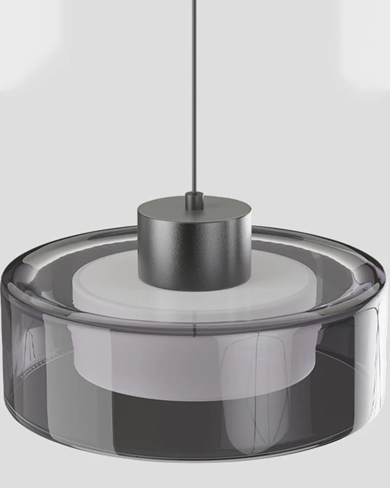 WOMO Black Glass Drum Pendant Light-WM2787 - Image 9