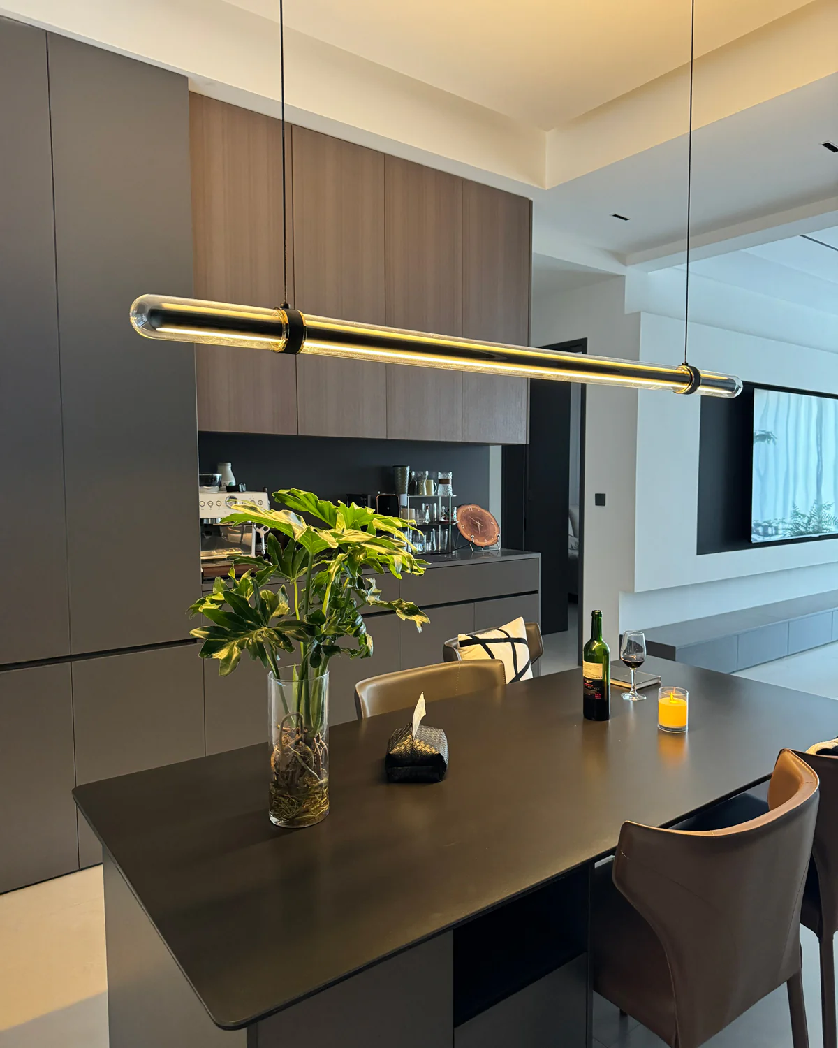 WOMO Black Glass Time tunnel Linear Pendant Light - WM3288 - Image 11