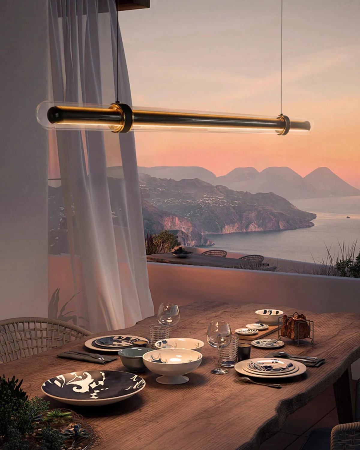 WOMO Black Glass Time tunnel Linear Pendant Light - WM3288 - Image 12