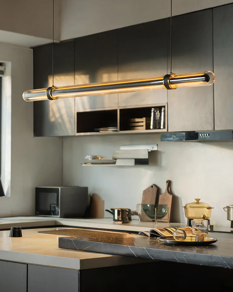 WOMO Black Glass Time tunnel Linear Pendant Light - WM3288 - Image 2