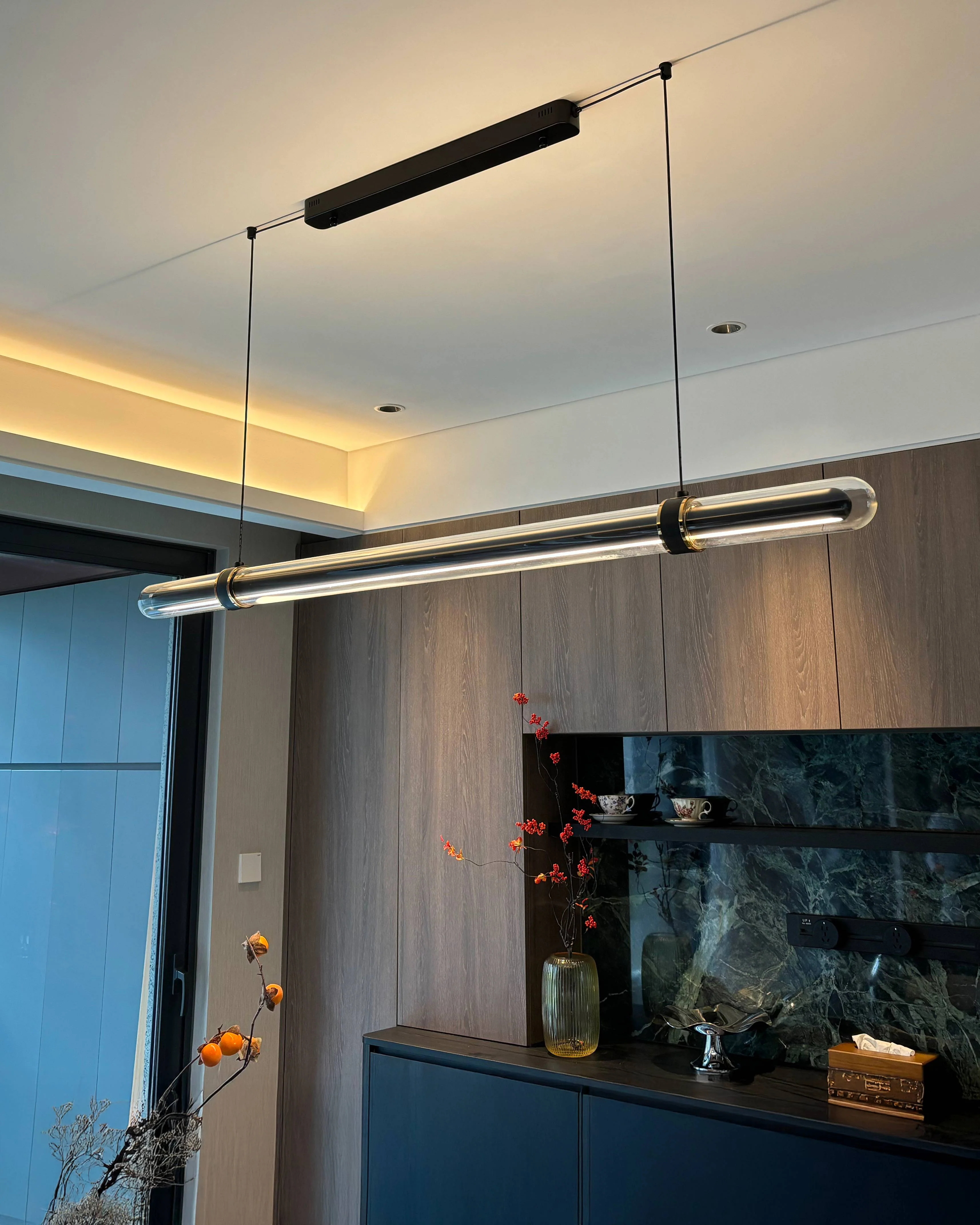WOMO Black Glass Time tunnel Linear Pendant Light - WM3288 - Image 5