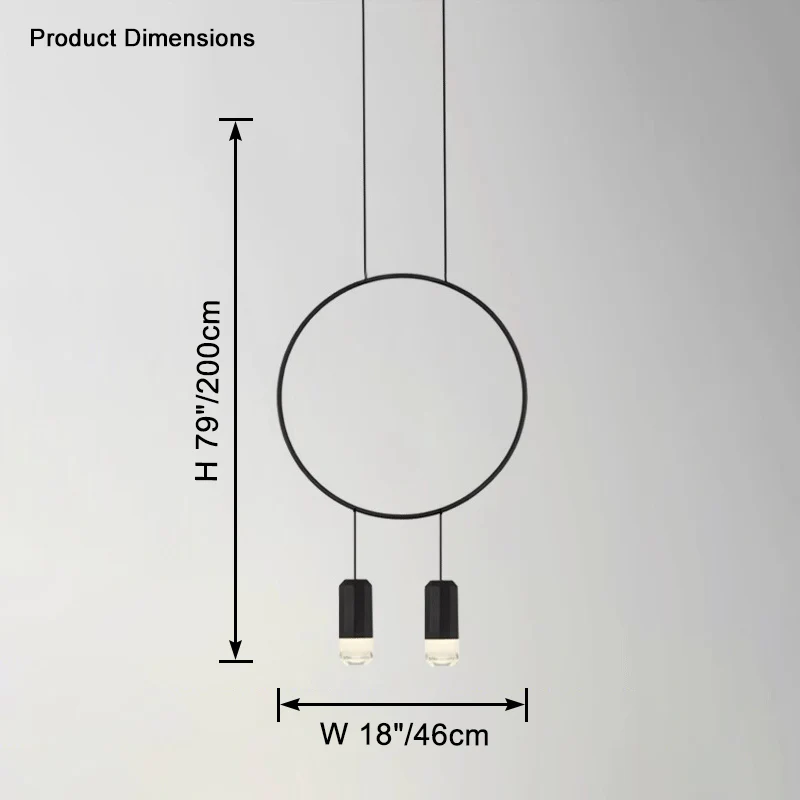WOMO Black Ring Pendant Light-WM2608 - Image 14