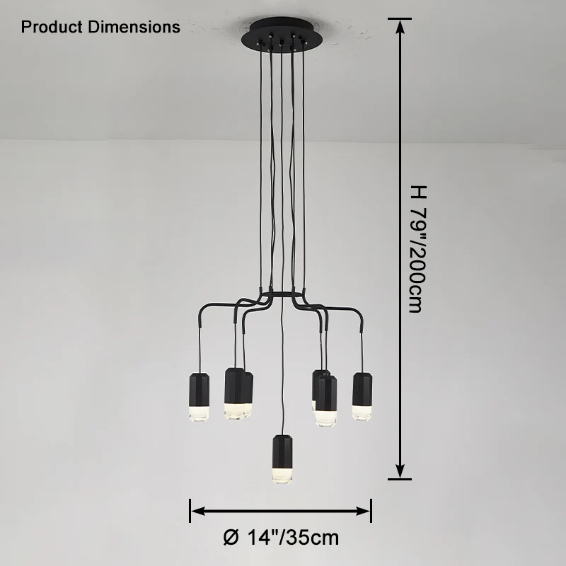 WOMO Black Drop Chandelier -WM2610 - Image 11