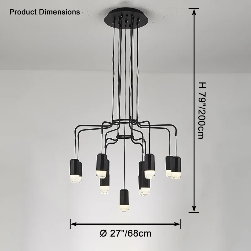 WOMO Black Drop Chandelier -WM2610 - Image 13